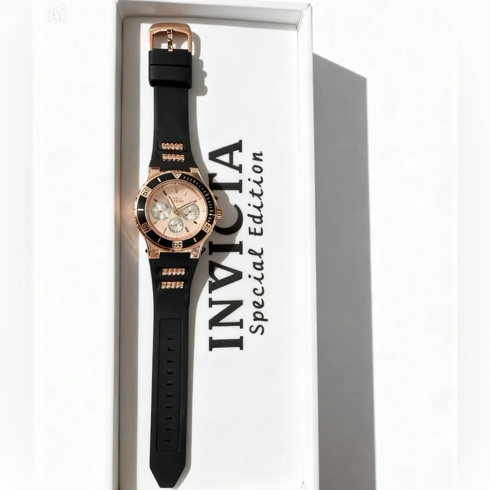 Invicta Aviator Black and Gold Tone Watch - 100M - Picture 1 of 8